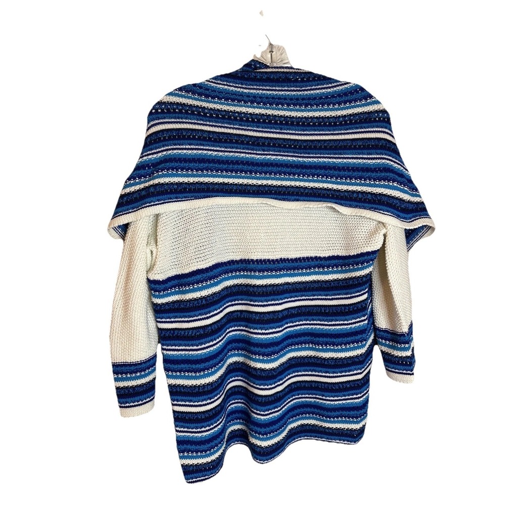 NWT Grace Elements Blue‎ Cocoon Collar Knit Open Front Cardigan Sweater Medium - Picture 2 of 4
